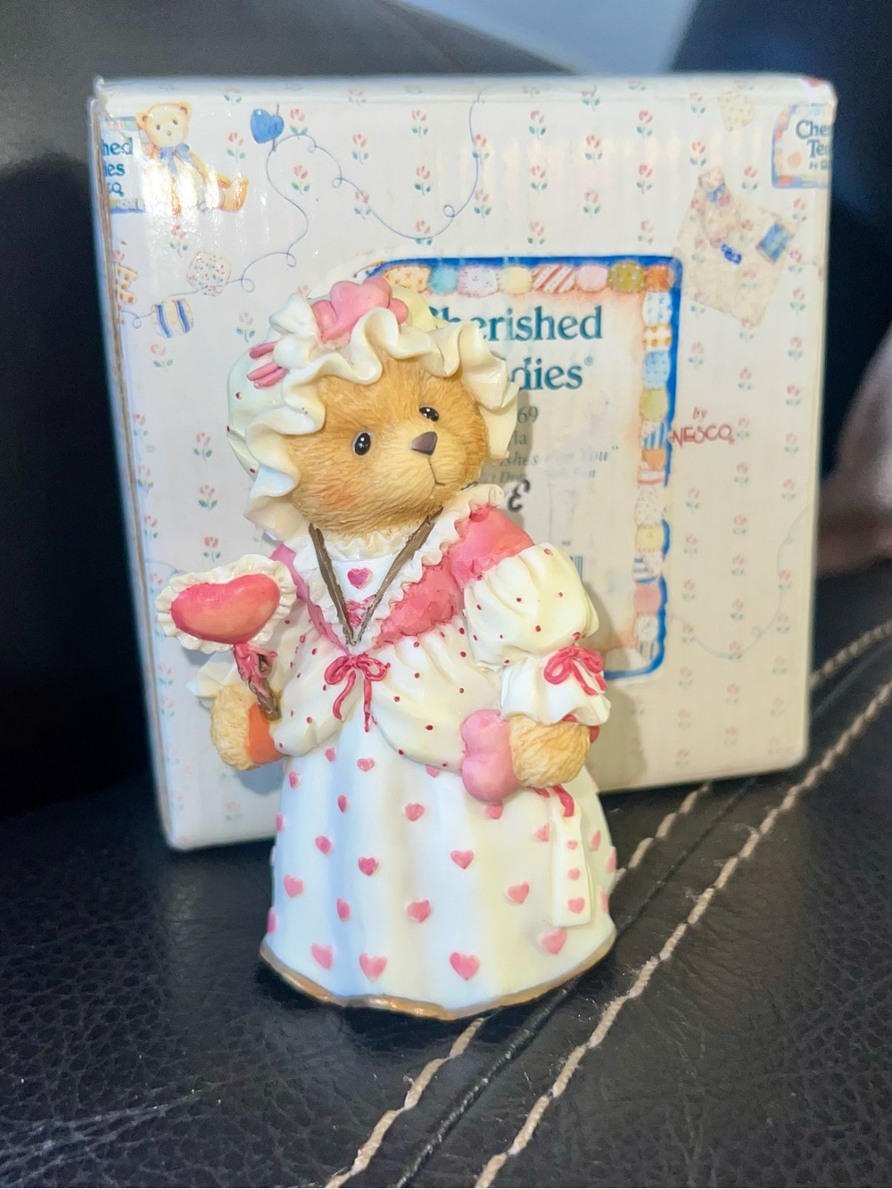 Ventage Cherished Teddies Darla Bear Figurine - Pink, White & Gold set of 5